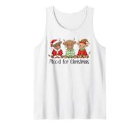 Funny Christmas Scotish Highland Cow Hombres Mujeres Niños Navidad Camiseta sin Mangas