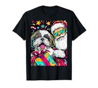 Funny Christmas Shih Tzu Selfie with Santa Xmas Camiseta
