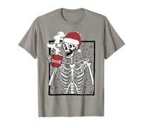 Funny Christmas Skeleton Drinking Coffee Smiling Skull Camiseta