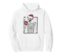 Funny Christmas Skeleton Drinking Coffee Smiling Skull Sudadera con Capucha