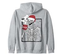 Funny Christmas Skeleton Drinking Coffee Smiling Skull Sudadera con Capucha