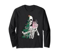 Funny Christmas Sorta Merry Sorta Scary Skeleton Árbol de Navidad Manga Larga