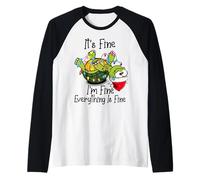 Funny Christmas Turtle It's Fine I'm Fine Everything is Fine Camiseta Manga Raglan