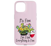 Funny Christmas Turtle It's Fine I'm Fine Everything is Fine Carcasa para iPhone 15