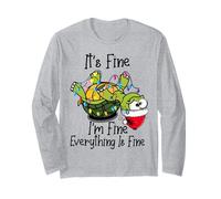 Funny Christmas Turtle It's Fine I'm Fine Everything is Fine Manga Larga