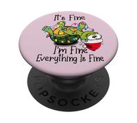 Funny Christmas Turtle It's Fine I'm Fine Everything is Fine PopSockets PopGrip Adhesivo