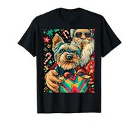 Funny Christmas Yorkshire Terrier Selfie with Santa Xmas Camiseta