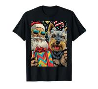 Funny Christmas Yorkshire Terrier Selfie with Santa Xmas Camiseta