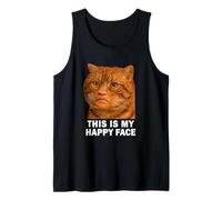 Funny Chubby Cat Meme This is my Happy Face Weird Cat Face Camiseta sin Mangas