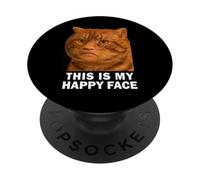 Funny Chubby Cat Meme This is my Happy Face Weird Cat Face PopSockets PopGrip Adhesivo