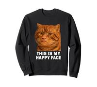 Funny Chubby Cat Meme This is my Happy Face Weird Cat Face Sudadera