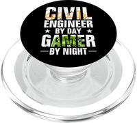 Funny Civil Engineer by Day Gamer by Night Engineering PopSockets PopGrip para MagSafe