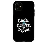 Funny Code Coffee Repeat Programmer Skeleton Hand Design Carcasa para iPhone 11