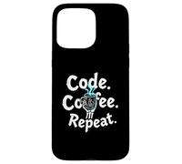 Funny Code Coffee Repeat Programmer Skeleton Hand Design Carcasa para iPhone 15 Pro MAX