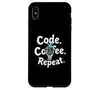 Funny Code Coffee Repeat Programmer Skeleton Hand Design Carcasa para iPhone XS MAX