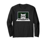 Funny Coding Cat Computer Tech Ingeniero desarrollador de Software Manga Larga