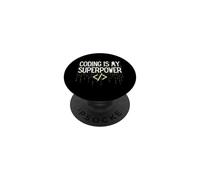 Funny Coding is My Superpower Coder Programmer PopSockets PopGrip Adhesivo