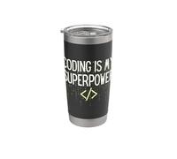 Funny Coding is My Superpower Coder Programmer Vaso térmico de acero inoxidable de doble pared