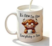 Funny Coffee Cup Mug, Everything Is Fine Mug, Ceramic Drink with Humor Feature, Coffee Tea Cup, Novelty with Printed Design, Office Home for Men Women Friends, Long Lasting Use