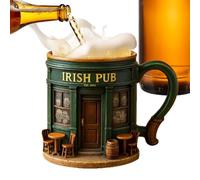 Funny Coffee Cups - 3D Vintage Resin Mug 300ml for Tea Milk Beer Beverage | Irish Pub Style Cup with Ergonomic Handle, Novelty Drinkware for Home Office Bar Travel St Patricks Day Christmas