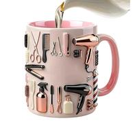 Funny Coffee Cups, Ceramic Pink, 330ml Novelty Mug, Hairdresser Theme Device, Drinkware Supplies, Best Usage Accessory for Hot Cold Drink Water Tea Beverage Juice Home Office Salon Daily Refreshment
