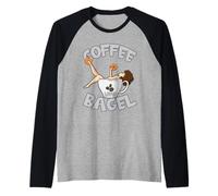 Funny Coffee Mom For Women Love Bathing In Coffee and Bagel Camiseta Manga Raglan