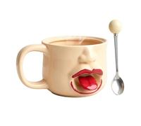 Funny Coffee Mug | 255ml Abstract Drinkware with Spoon,Cute Novelty Ceramic Coffee Mug | for Home, Office, Kitchen, Desk, Table, Countertop, Birthday, Holiday, Housewarming