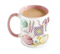 Funny Coffee Mug - Crochet Theme Ceramic Cup | 330ml Aesthetic Drinkware Smooth Glaze Heat Resistant Comfortable Grip Cute for Women, Yarn, Lovers, Home, Office or Juice