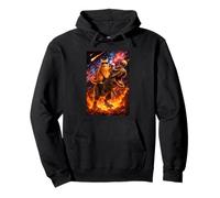 Funny Coffee Orange Cat Riding T-Rex in Cosmic Galaxy UFO Sudadera con Capucha