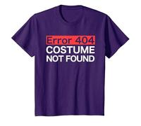 Funny Computer Nerd Halloween Error 404 Disfraz no Encontrado Camiseta, Niños, Morado, 8 años
