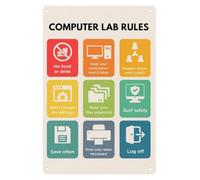 Funny Computer Rules Metal Sign Retro Wall-Art for Gamers Geek Office Decoration Gift Idea for Teen Boys Men Women Dorm Room 8 X 12 inch