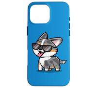 Funny Cool Kawaii Kids Sunglasses Blue Merle Corgi Dog Lover Carcasa para iPhone 16 Pro MAX