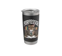 Funny Cool Professor Pun - Purfessor Cat Vaso térmico de acero inoxidable de doble pared