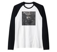 Funny Cool Rapper Cat Retro Hip Hop Meme Camiseta Manga Raglan