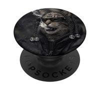 Funny Cool Rapper Cat Retro Hip Hop Meme PopSockets PopGrip Adhesivo