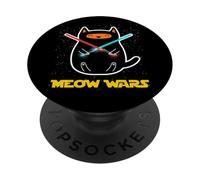 Funny Cool Space Meow Wars Cats Short Sleeve Graphic Fun PopSockets PopGrip Adhesivo
