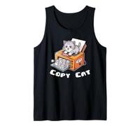 Funny Copy Cat Cute Kawaii Kitten Copier Juego de palabras Camiseta sin Mangas