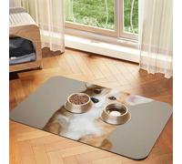 Funny Corgi Dog Pattern,Waterproof Pet Feeding Mat,PU Leather Placemats for Cat Dog Water Bowl,Food Mats,40x60cm