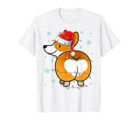 Funny Corgi Dog Santa Hat Christmas Lights Merry Christmas PJS Camiseta