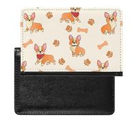 Funny Corgi with Paws And Bones Funny Passport Case Cover And Vaccine Card Organizer Holder Travel Protector Bag Wallet Printed