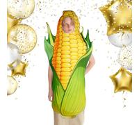 Funny Corn Costume Outfit, Plush Food Costume Suit, 55x27 Inches Party Apparel with Soft Padding, Lightweight Fabric Dress Costumes, Novelty Vegetable Outfit with Cartoon Style for Carnival Stage