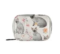 Funny Cornish Rex Cats Bolsas de medicina neutra para mujer con compartimentos desmontables, reutilizables, organizadores para cartera