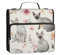 Funny Cornish Rex Cats - Carpeta con cremallera de 3 anillos de 3 anillos con correa, capacidad Laege, organizador escolar para oficina, escuela, carpeta del organizador