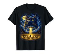 Funny Cosmic Black Cat UFO Encuentro Alien Abducción Humor Camiseta