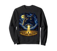 Funny Cosmic Black Cat UFO Encuentro Alien Abducción Humor Sudadera