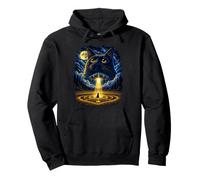 Funny Cosmic Black Cat UFO Encuentro Alien Abducción Humor Sudadera con Capucha