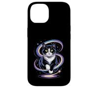 Funny Cosmic Cat Floating Space Kitty Galaxy Humor Mujeres Hombres Carcasa para iPhone 14