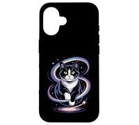 Funny Cosmic Cat Floating Space Kitty Galaxy Humor Mujeres Hombres Carcasa para iPhone 16