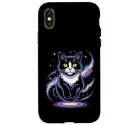 Funny Cosmic Cat Floating Space Kitty Galaxy Humor Mujeres Hombres Carcasa para iPhone X/XS