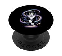 Funny Cosmic Cat Floating Space Kitty Galaxy Humor Mujeres Hombres PopSockets PopGrip Adhesivo